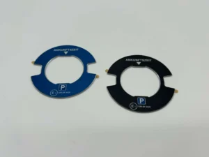 Blue and black anodized aluminum decorative rings for automotive parking timer