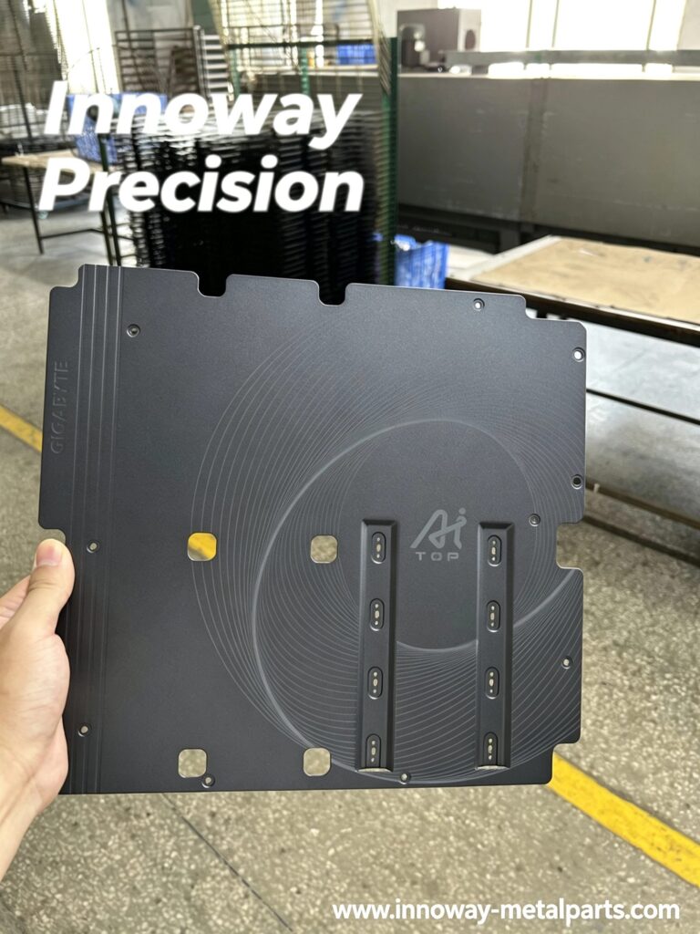 Custom screen printed metal panel with AI TOP graphic and detailed line printing