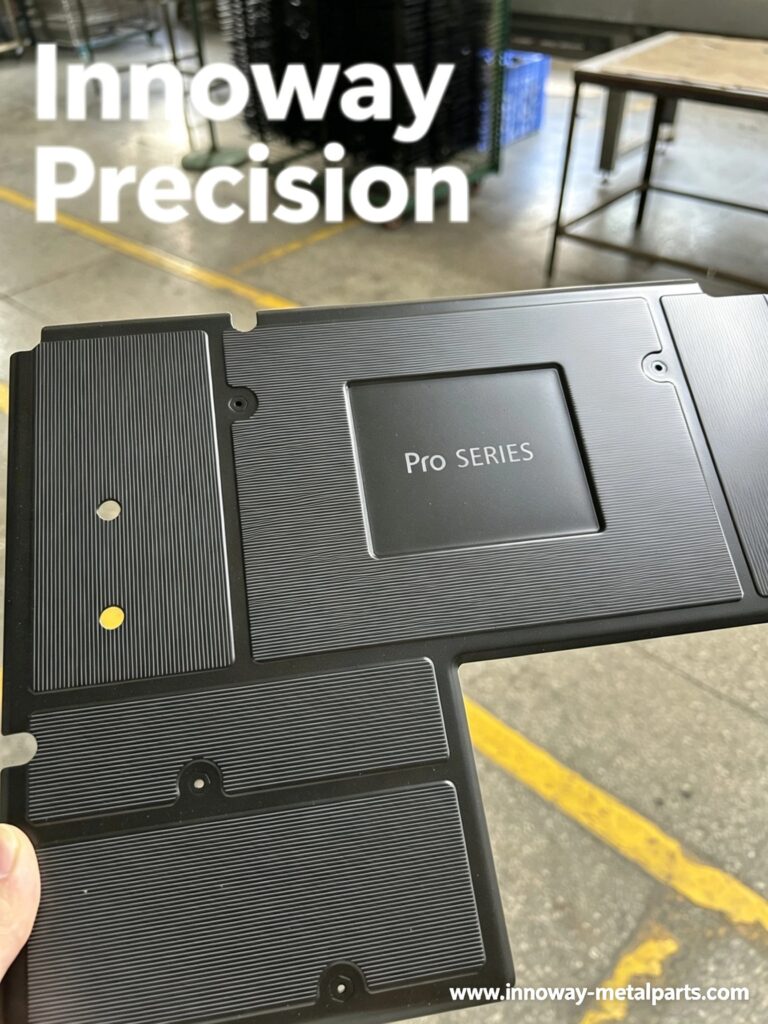 Fine line screen printed metal panel with Pro Series logo and brushed finish