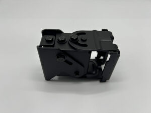 Custom black metal monitor wall mount bracket manufactured for OEM applications with precision metal fabrication and assembly