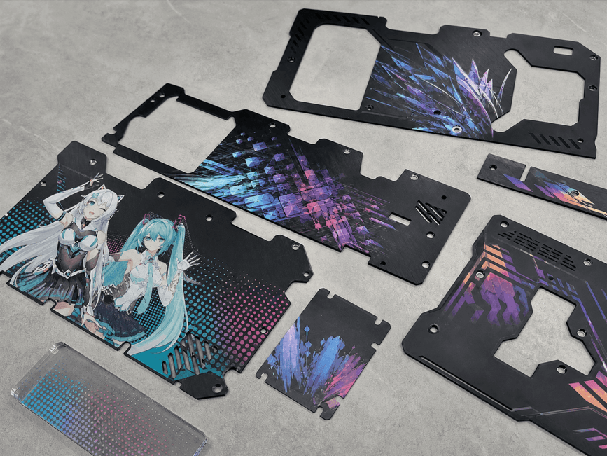 UV printed GPU backplate product collection with one custom character artwork panel
