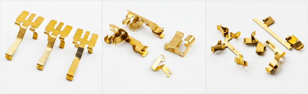 Precision brass stamping parts and electrical contact terminals with different formed structures