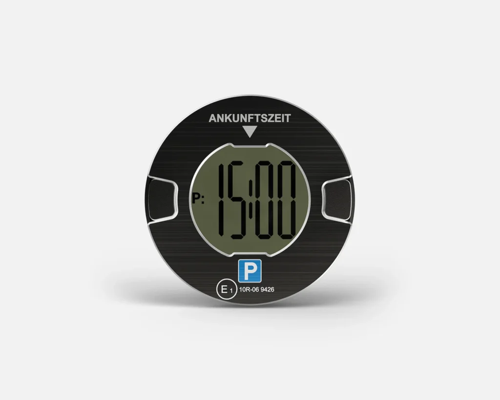 OOONO P-DISC NO1 black electronic parking disc with precision metal decorative ring
