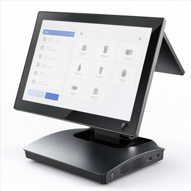 Rotating display screen for restaurant and supermarket POS systems using a custom torque hinge