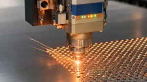 Fiber laser cutting sheet metal with precision perforated holes