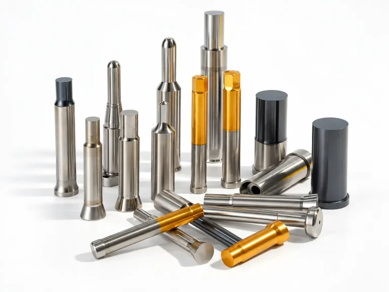 Different punch pins with various surface treatments and coatings used in stamping dies