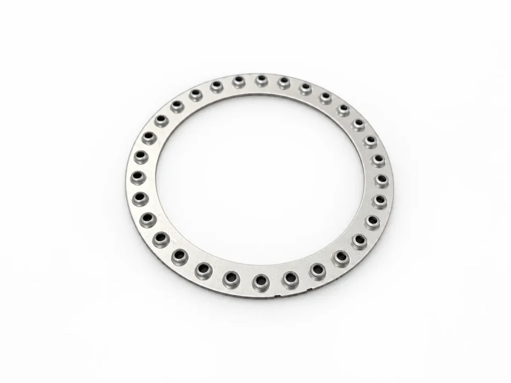 Close-up of a precision stamped ring for automotive transmission applications