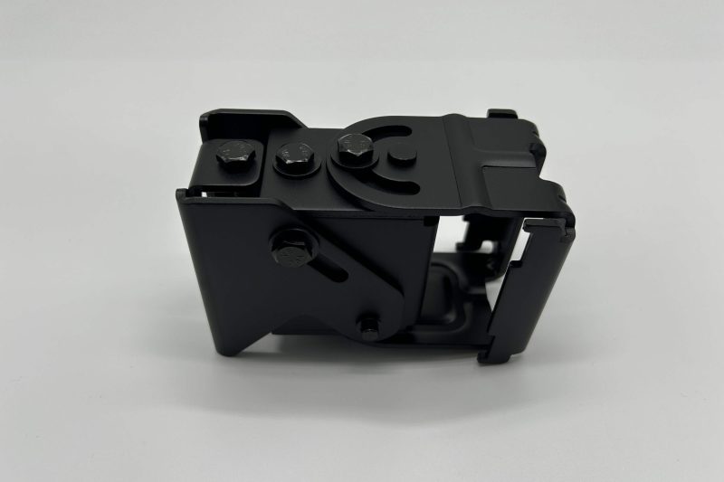 Custom black metal monitor wall mount bracket manufactured for OEM applications with precision metal fabrication and assembly